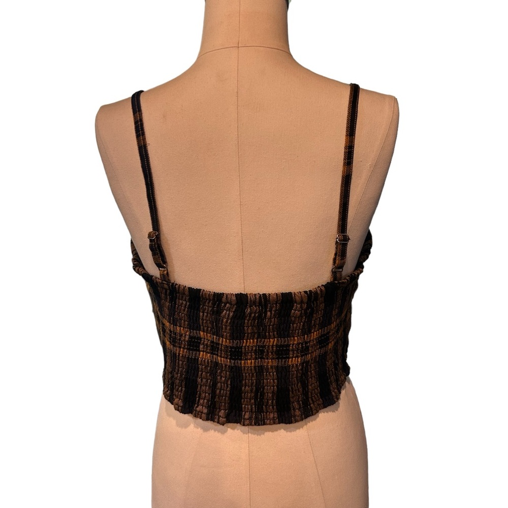 Aeropostale Plaid Cropped Tank, Gold and Black, Size L - Picture 3 of 10
